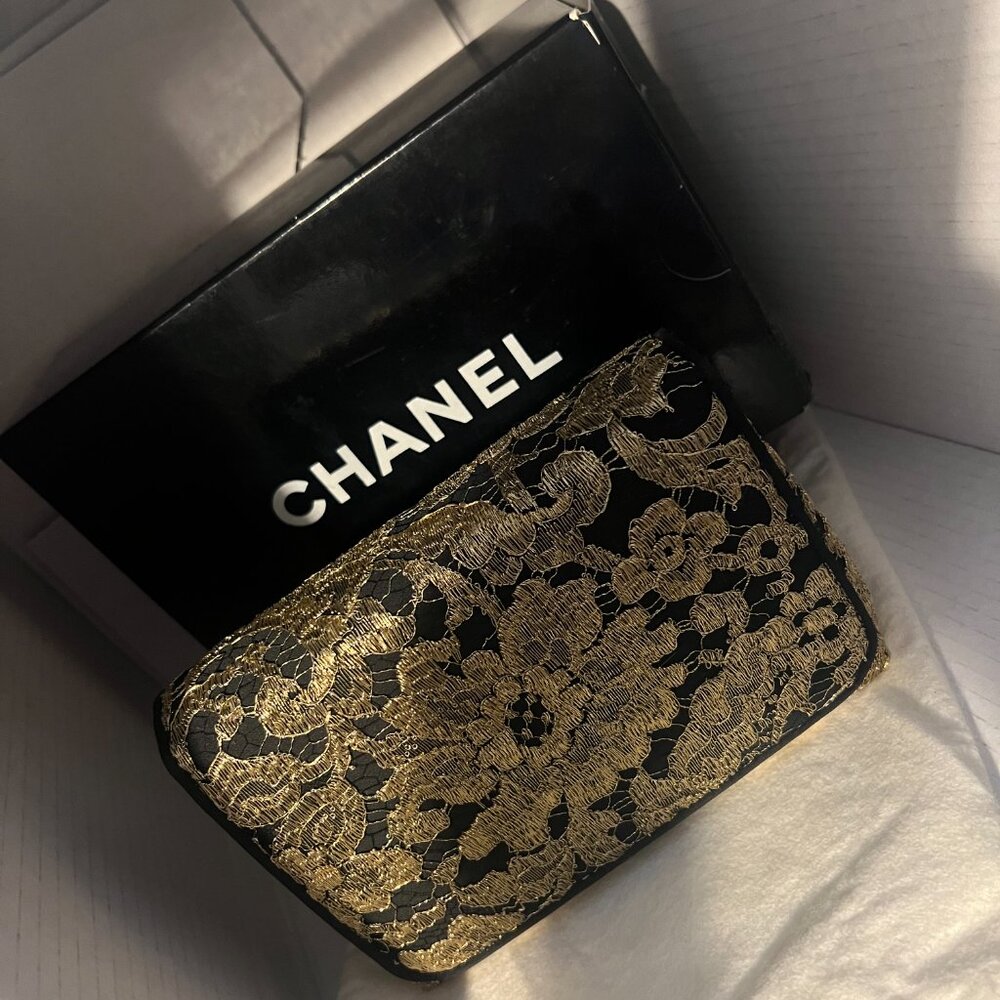 Rare 1989 S1. Vintage Chanel Gold Metallic Guipure Lace Bag. Lagerfeld Era NWOT - Picture 5 of 17